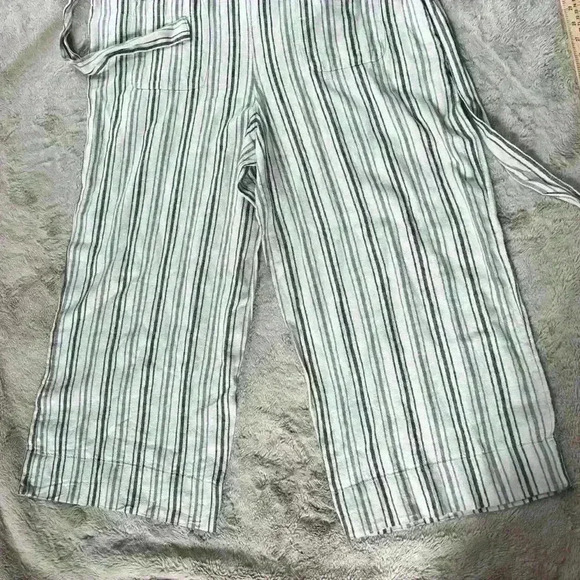 Sonoma Belted Jumpsuit Linen Blend Sz M. Cropped Wide Leg VNeck Sleeveless NWT - Picture 10 of 15